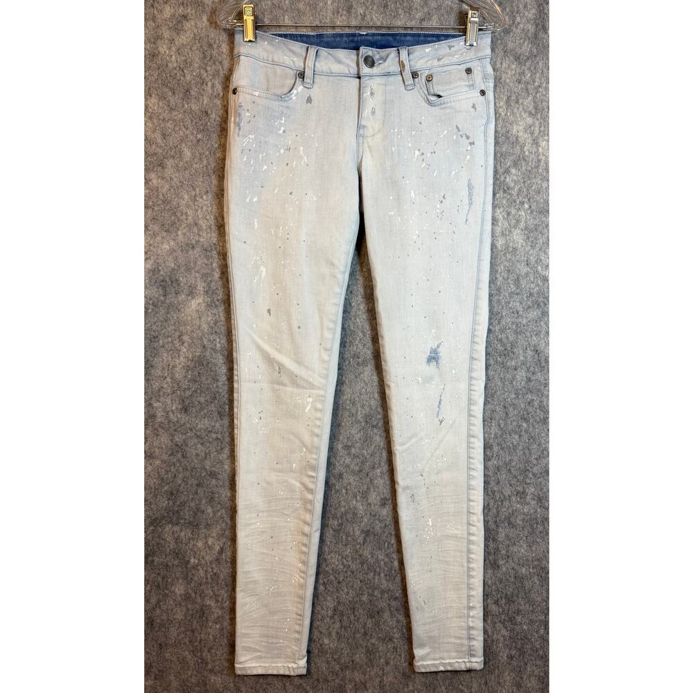 Harley-Davidson Womens Paint Splatter Skinny Jeans Light Wash Stretch - Size 26